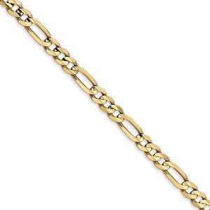 4mm, 14k Yellow Gold, Open Concave Figaro Chain Necklace, 24 Inch